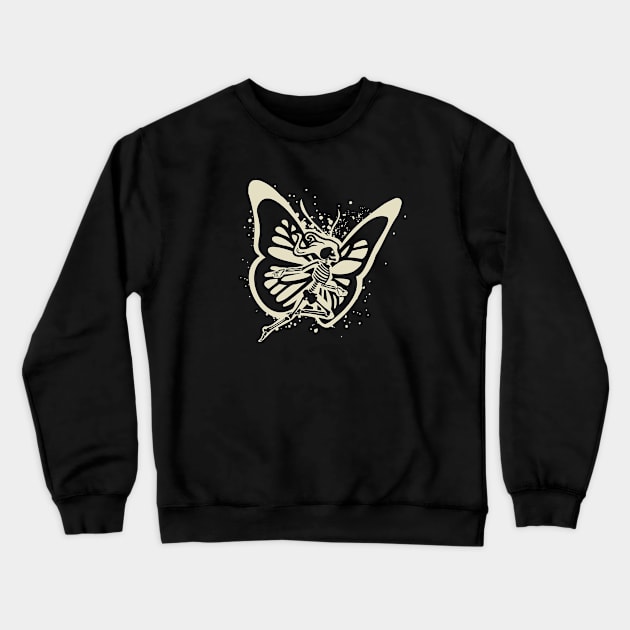 Grunge Fairycore dancing skeleton with wings Crewneck Sweatshirt by Graphic Duster